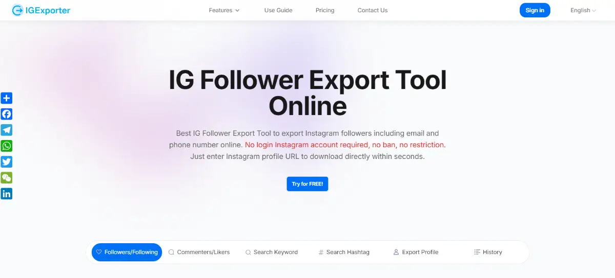 IG Follower Export Tool  product image