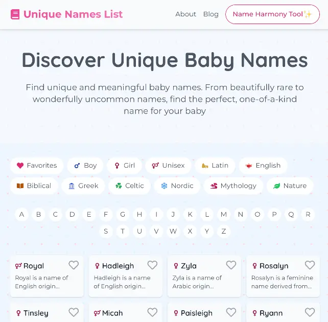 Unique Names List product image