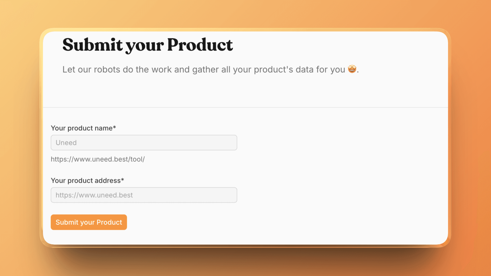 Uneed new product form