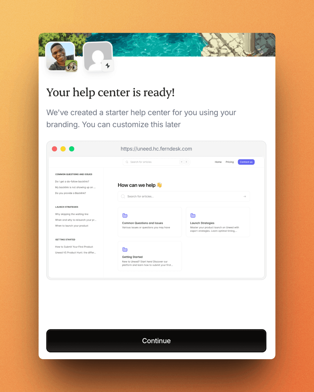 Help center ready with imported content