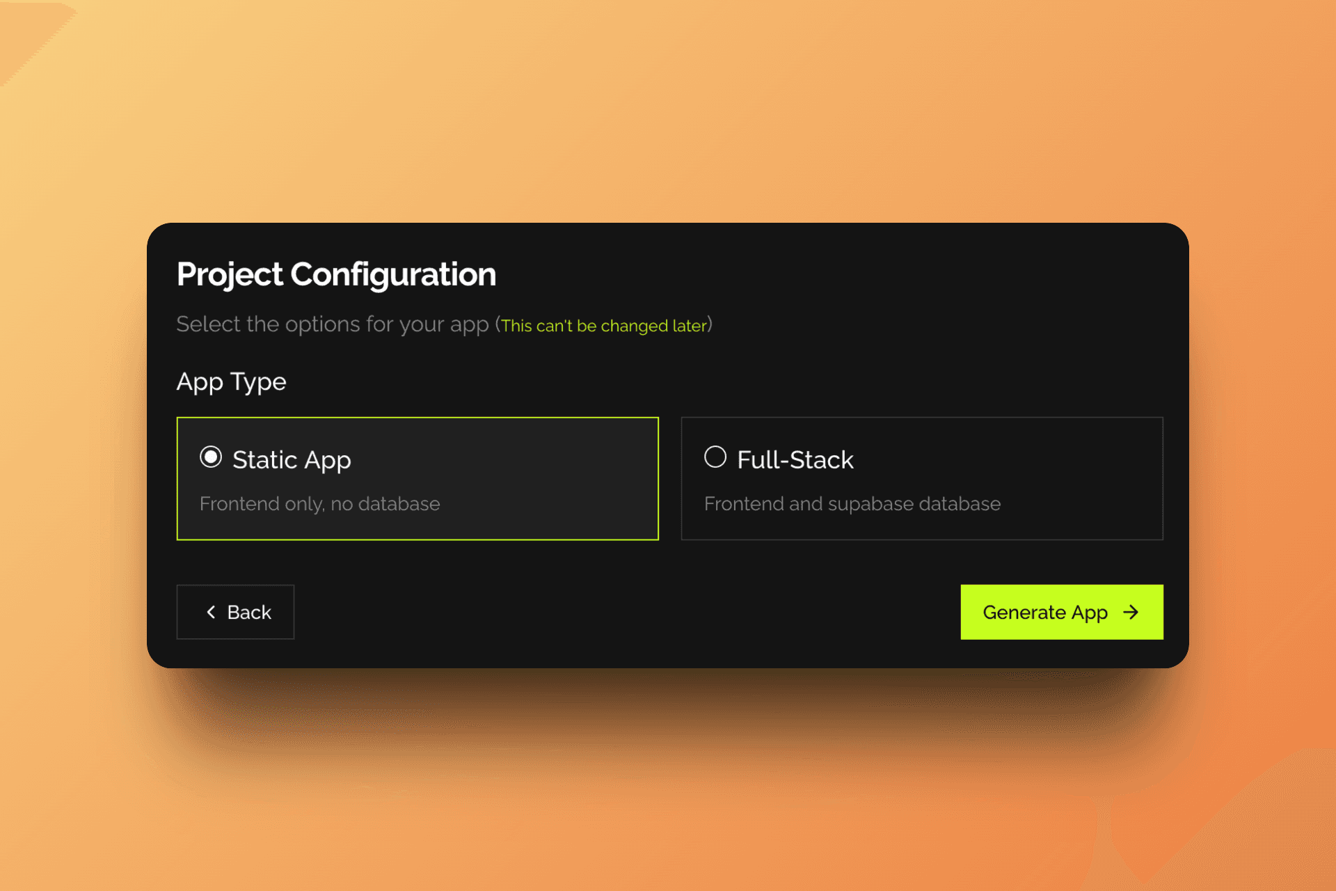Choosing between Static App and Full-Stack options