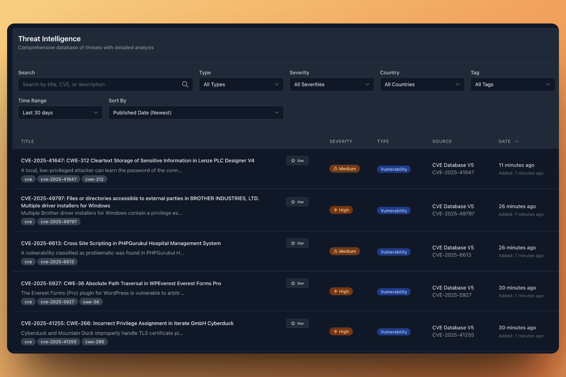 The live feed offers real-time updates on emerging threats.