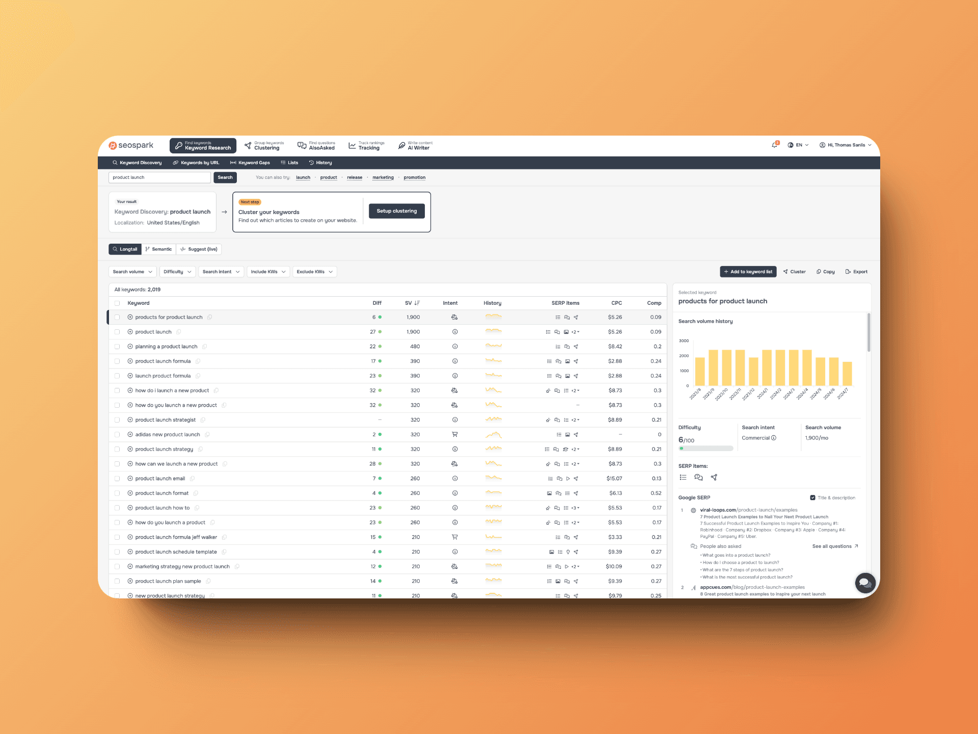seospark keyword discovery